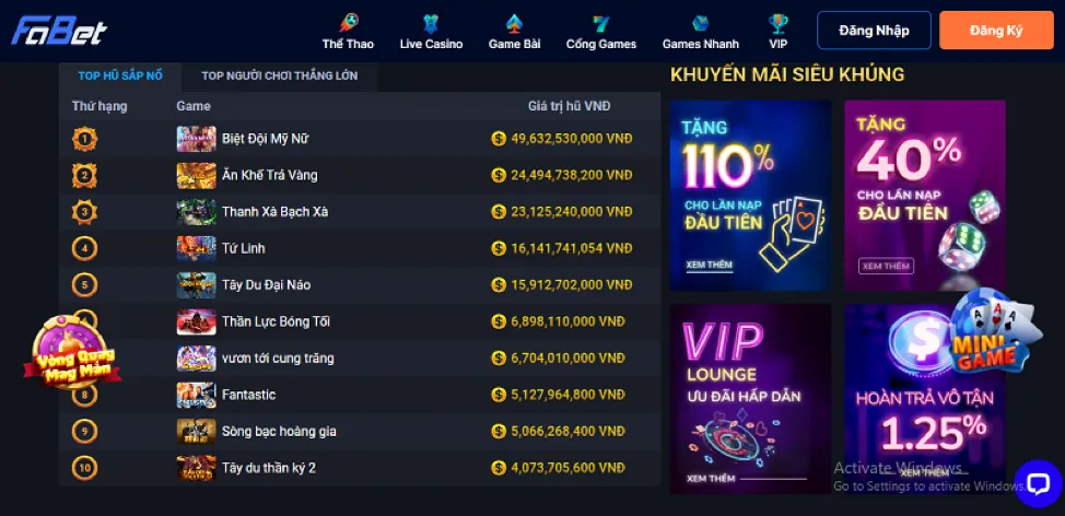 Đa dạng trò chơi trên ứng dụng KU Casino